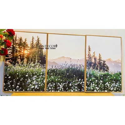 (ẢNH THẬT) Tranh treo tường hoa cỏ trắng mùa xuân tranh trang trí decor kèm đinh