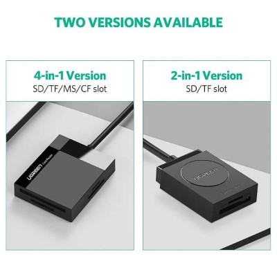 Ugreen UG30333CR125TK 0.5M Màu Xám Đầu đọc thẻ USB 3.0 hỗ trợ thẻ TF/SD/CF/MS - HÀNG CHÍNH HÃNG