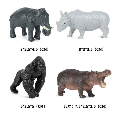Bộ 12 đồ chơi Động Vật hoang dã Hổ Voi Gấu Tê Giác Cá Sấu Ngựa Vằn Sư Tử Nai Khỉ Hà Mã Wild Animals size trung 8cm cho bé 3 tuổi New4all