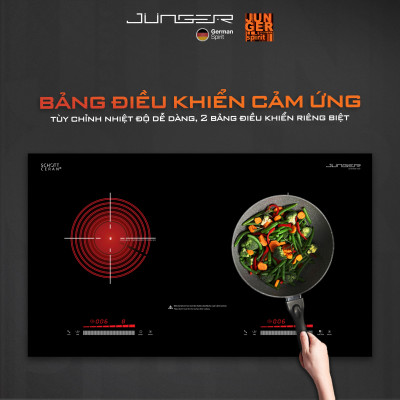 Bếp đôi điện từ hồng ngoại Junger SIS-68 4200W Không kén nồi Hàng Chính Hãng Bảo Hành 36 Tháng