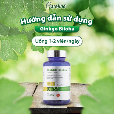 Viên Uống Bổ Não CareLine Ginkgo Biloba 2500mg Hỗ Trợ Tăng Cường Tuần Hoàn Máu Não 60 Viên/Hộp