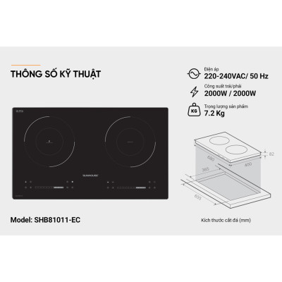 Bếp đôi điện từ hồng ngoại Sunhouse SHB81011-EC - Hàng chính hãng