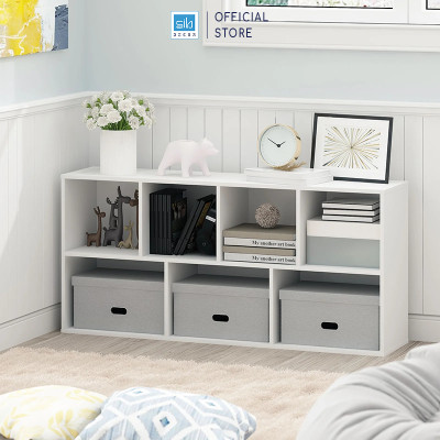 Kệ Sách Gỗ 7 Ngăn Có Hậu Kích Thước 105.8 x 50 x 24cm SIB Decor Cabinet KSG51