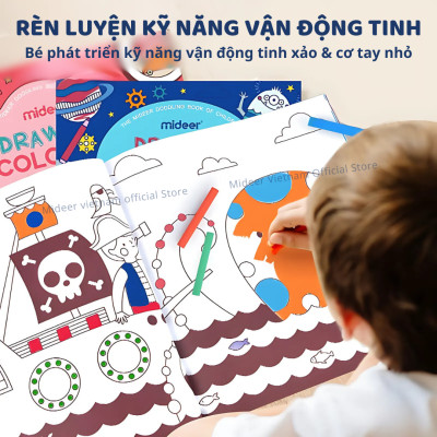 Sách tô màu cho bé gái, bé trai Mideer Drawing Coloring tranh tô màu cao cấp