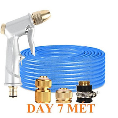 ️ Bộ dây vòi xịt nước rửa xe, tưới cây , tăng áp 3 lần, loại 7m,10m 206701 đầu đồng,cút đồng,+ mở chai