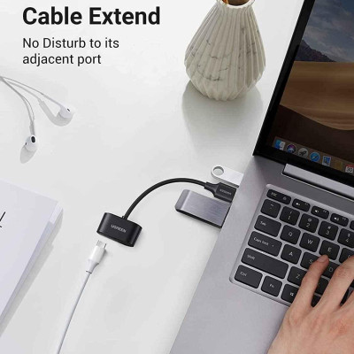 Ugreen UG80897CM397TK 15CM Cáp chuyển đổi USB-A sang USB-C audio + 3.5mm audio Màu Đen - HÀNG CHÍNH HÃNG