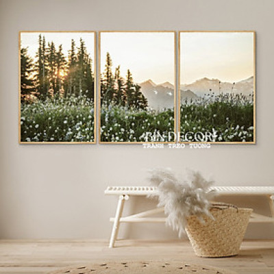 (ẢNH THẬT) Tranh treo tường hoa cỏ trắng mùa xuân tranh trang trí decor kèm đinh