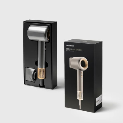 Máy sấy tóc ion âm LocknLock hair dryer đầu sấy từ 360 độ, chức năng tự làm sạch - ENA316GRY - Hàng chính hãng