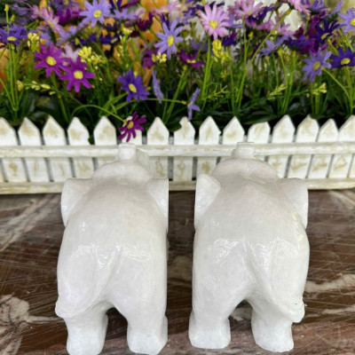 Tượng voi phong thủy đá cẩm thạch - Dài 15 cm