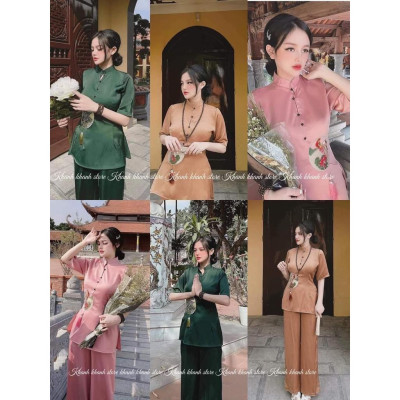 Đồ lam đi chùa cao cấp Sj17 Đính Đây Ngọc May Mắn Cao Cấp