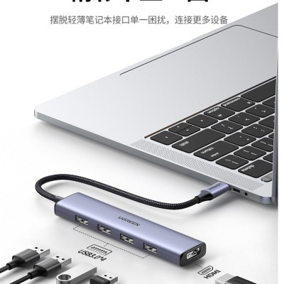 Ugreen UG20955CM478TK 4k 60hz macbook m1 imac pro 2021 Type C sang 4×USB 3.0 + HDMI Bộ chuyển đổi - HÀNG CHÍNH HÃNG