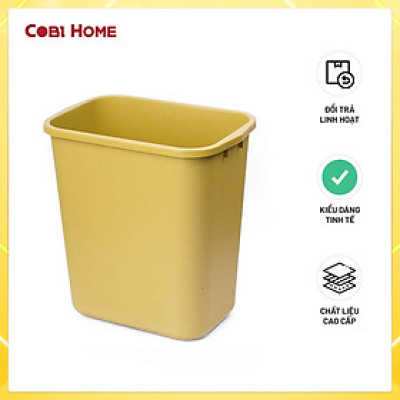 Thùng rác nhựa vuông 13L - màu vàng và xám
