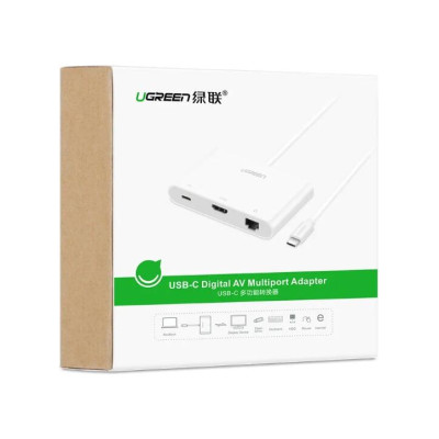 Ugreen UG30440US182TK Bộ chuyển đổi TYPE C sang USB 3.0 + USB 2.0 + HDMI + LAN + hỗ trợ nguồn TYPE C - HÀNG CHÍNH HÃNG