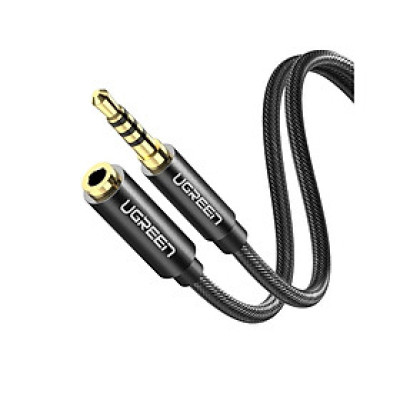 Cáp âm thanh dây bện nylon 50cm hỗ trợ micro 0.5M màu đen 3.5mm 3 ngấn nối dài Ugreen 60845 AV118 Hàng Chính Hãng