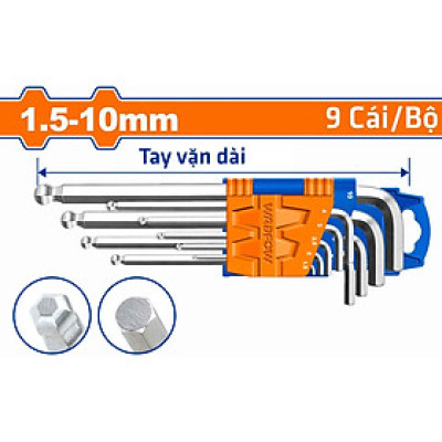 [CHÍNH HÃNG] Bộ 9 chìa lục giác bi tròn 1.5-10mm WADFOW WHK2291