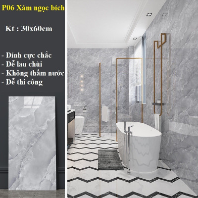 Bộ 10 Tấm Xốp Dán Tường 3D PVC Đá Trắng Ít Vân 60x30cm Keo Sẵn Dày 2,5mm Cao Cấp, Sang Trọng