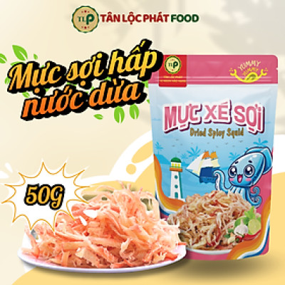 Mực Sợi Hấp Nước Dừa Tân Lộc Phát Túi 50g Ăn Vặt Yêu Thích 