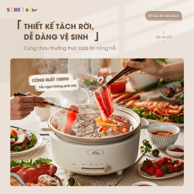Nồi lẩu Bear SB-NL05F 5L (1500W) - Hàng chính hãng