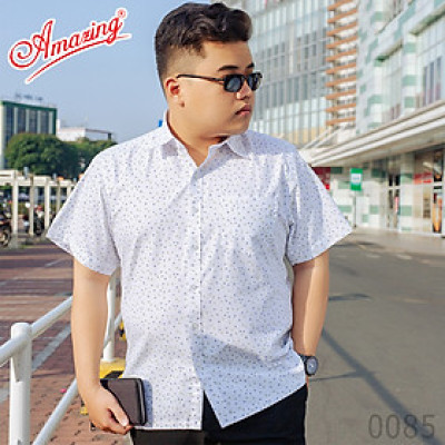 Áo sơ mi nam tay ngắn Amazing, họa tiết hình học, phong cách đại gia phóng khoáng, size tới 110kg