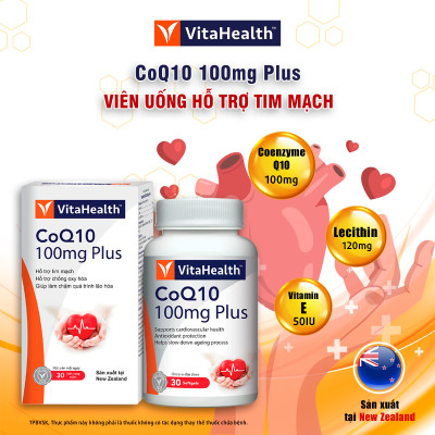 Viên Uống VITAHEALTH CoQ10 100mg Plus Hỗ Trợ Sức Khỏe Tim Mạch Hỗ Trợ Huyết Áp ( Hộp 30 Viên)