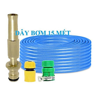 Vòi Xịt Rửa Xe️ Bộ dây vòi xịt nước rửa xe, tưới cây , tăng áp 3 lần, loại 15m 206587 cút sập, + đai