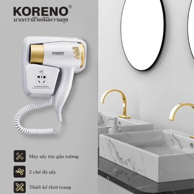 Máy sấy tóc treo tường Koreno Thái Lan KN-518 công suất 1800W - Hàng chính hãng