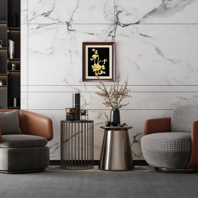 Tranh Hoa Mẫu Đơn 3D 2 bông cỡ lớn mạ vàng 24K