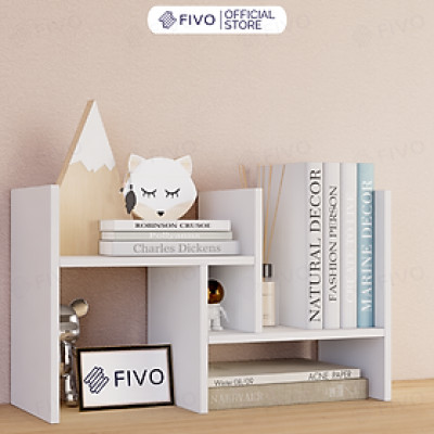 Kệ Sách Gỗ Mini Để Bàn Làm Việc FB24 FIVO, Lắp Ráp Đơn Giản, Với 8 Kiểu Dáng Điều Chỉnh