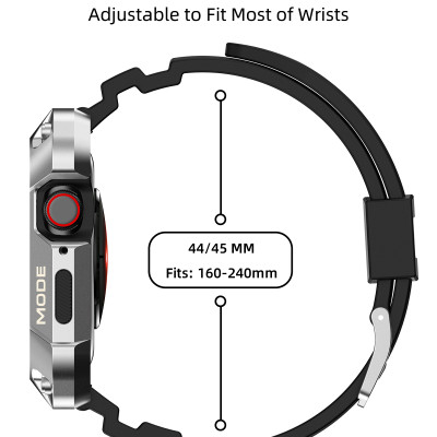 Ốp Case Vỏ Kim Loại bảo vệ tích hợp dây đeo cho Apple Watch Series 4/5/6/SE/7/8/9/SE2 Size 44mm/45mm - Hàng Chính Hãng