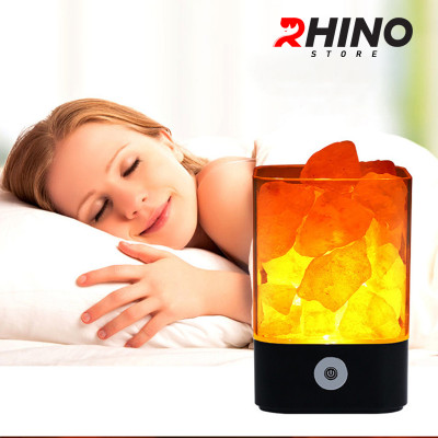 Đèn ngủ đá muối tự nhiên Rhino L901 thanh lọc không khí, 2 màu sắc - hàng chính hãng