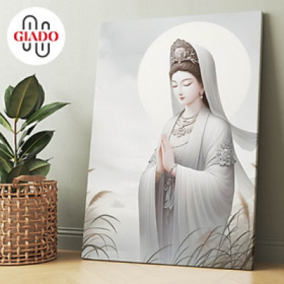 Tranh ảnh thờ treo tường hoặc tranh để bàn mẫu Phật giáo Quan Âm Bồ Tát ánh trăng