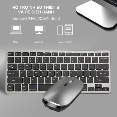 Bộ Bàn phím chuột không dây mini W616C - pin sạc TypeC- đa kết nối bluetooth 5.0 + 3.0 + Usb wireless 2.4G hàng nhập khẩu