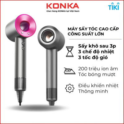 Máy sấy tóc công suất cao 1600W, máy sấy tóc ion âm, có chế độ sấy lạnh, kèm 5 đầu sấy tạo kiểu, BH 12 tháng - Hàng chính hãng