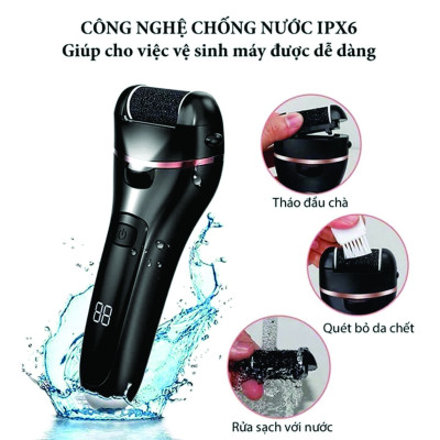 ( Tặng bộ phụ kiện 10 món) Máy chà máy tẩy da chết chân vết chai da khô toàn tự động đèn led, ,Mịn Màng Cho Từng Bước Đi Cao Cấp