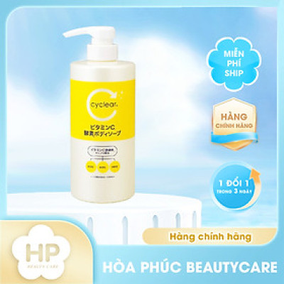 Sữa Tắm Dưỡng Sáng Mịn Da Kumano Cyclear Vitamin C Enzyme (Chai 500 mL)