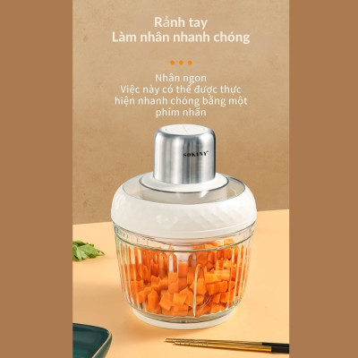 Máy xay thịt đa năng 2 IN 1 SOKANY SK-06008, máy xay thịt tỏi ớt công suất cao 800W, cối thủy tinh cao cấp chắc chắn, HÀNG CHÍNH HÃNG