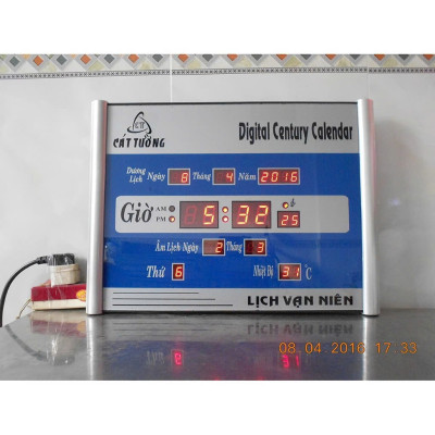 Đồng Hồ Treo Tường LED Cát Tường Có Lịch Âm – Lịch Vạn Niên Sáng Rõ, Hiện Đại, Kích Thước Lớn 40x30cm