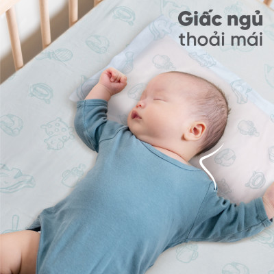 Gối nằm cao su thiên nhiên em bé Liên Á Oval + Kèm áo gối cùng kích thước .
