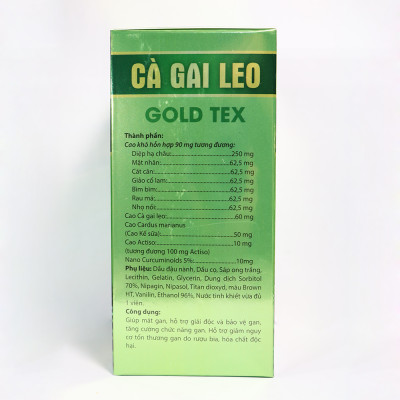 Viên uống bổ gan Cao Cà Gai Leo Gold Tex mát gan, giải độc gan, hạ men gan - Hộp 50 viên thành phần cà gai leo, diệp hạ châu, giảo cổ lam, rau má, atiso