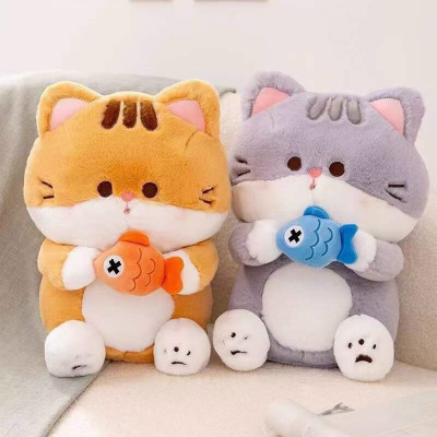 Gấu bông mèo ôm cá, quà tặng thú nhồi bông mèo cao cấp