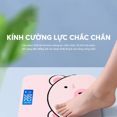 Cân điện tử sức khỏe ,Cân điện tử gia đình nhỏ gọn ,đô chính xác cao ,bền đẹp ,hình chú heo hồng xinh xắn Cute 