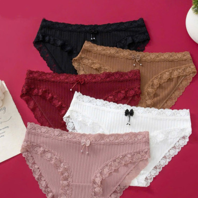Quần lót nữ thun gân tăm  cotton Vicci QV.45  cạp viền ren  mềm mịn, co giãn 4 chiều