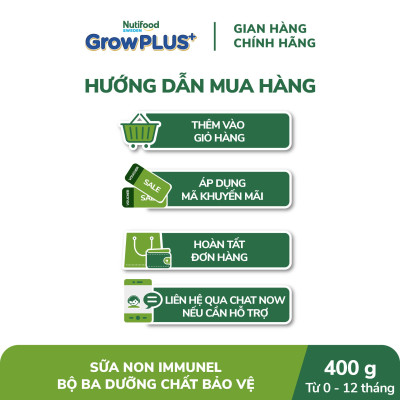 Sữa Bột Nutifood Sweden GrowPLUS+ Sữa Non Immunel từ 0 - 12 tháng lon 400g