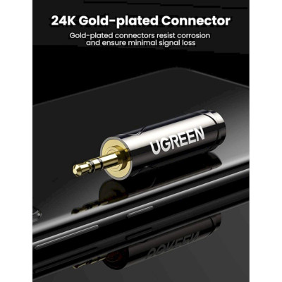 Ugreen 80731 Mono Đầu đổi âm thanh 6.35mm dương sang RCA Mono âm Ugreen AV169 - Hàng Chính Hãng