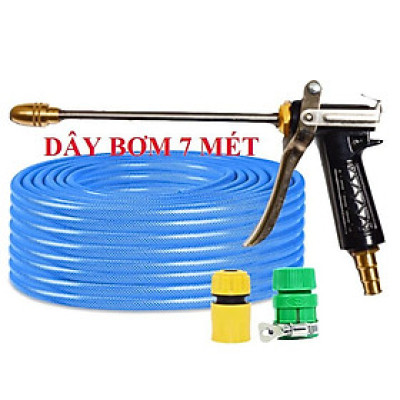 ️ Bộ dây vòi xịt nước rửa xe, tưới cây , tăng áp 3 lần, loại 7m, 10m 206318 đầu đồng,cút,nối nhựa+ đai