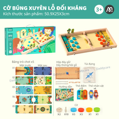 Đồ chơi cờ búng xuyên lỗ thông minh bằng gỗ cao cấp Mideer 10 in 1 Carrom Board Game