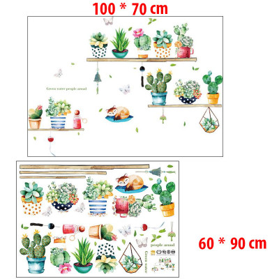 Decal giấy dán tường kệ xương rồng  HM71007