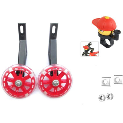 Bánh phụ xe đạp trẻ em có đèn LED sáng (gồm cả bộ 2 bánh + chân sắt + không có chuông)