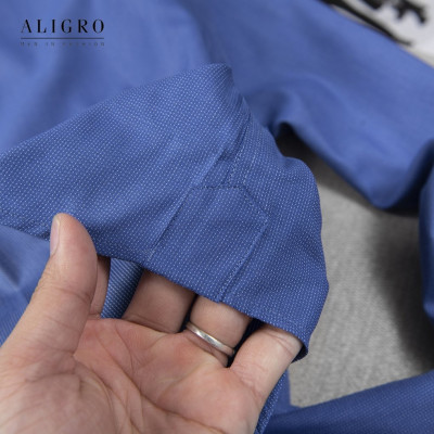 ÁO SƠ MI NAM DÀI TAY TRƠN MÀU XANH ĐẬM ALIGRO DÁNG SLIMFIT MÃ ALGS199