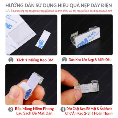 Nẹp Đi Dây Điện Dán Tường CC-980M Sắp Xếp Decor Bàn Làm Việc Cài Dây Cáp Keo Acrylic Siêu Dính